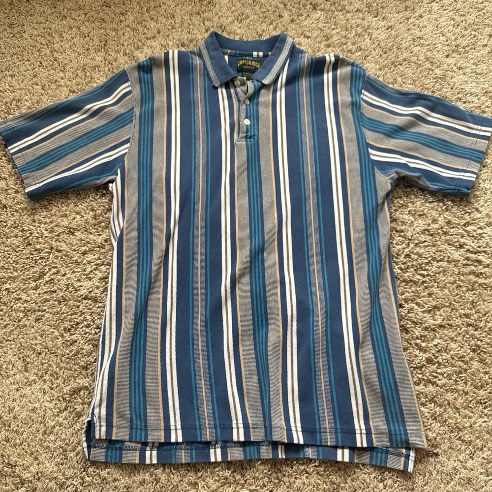 Vintage 90s Cambridge Classics Striped Polo Shirt - Large Men's 100% Cotton